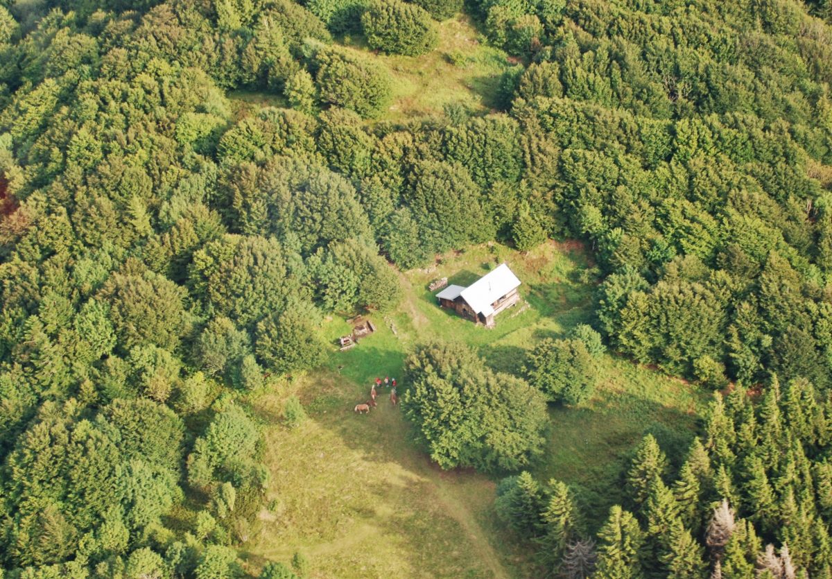 Vue aérienne du refuge