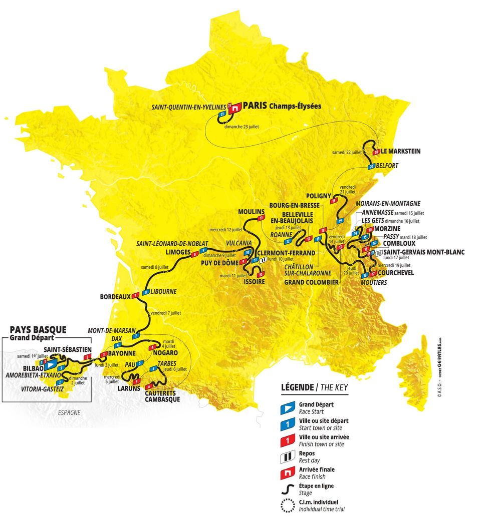 Carte tour de France 2023